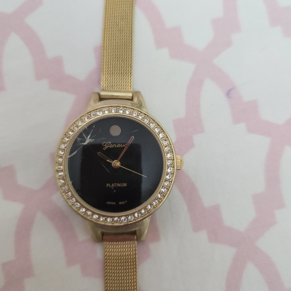 Geneva Gold Watch with Black Dial - Picture 2 of 3